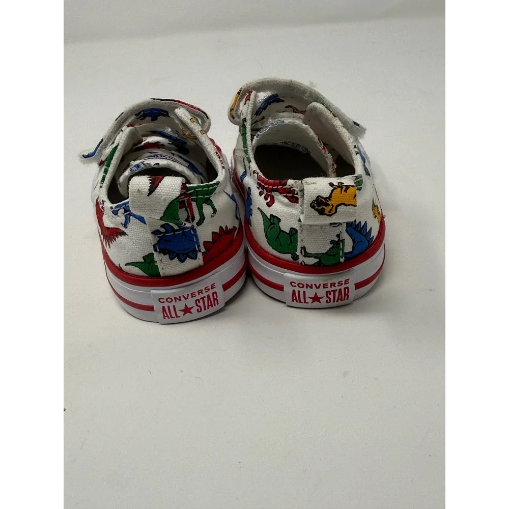 Converse Chuck Taylor All Star 2V Dinosaur Print Infant Size 4 White 766711F